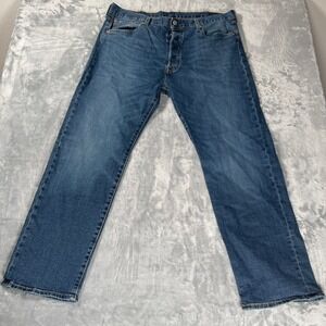 Levi Strauss 501 Button Fly Jeans Mens W38 L30 Medium Wash Straight Leg Denim